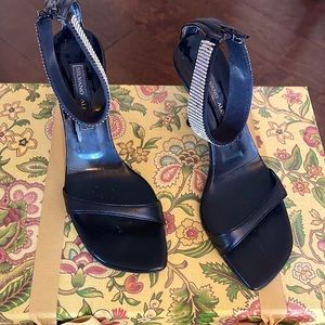Swarovski crystal black heels